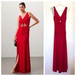 Zac Posen  Red Ruched Dress Gown Photo 2