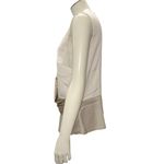Ann Taylor Size 8 White Beige Draped Asymmetric Blouse Side Zip Chic Modern Fit Photo 3