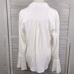 Frame  Pleated Bell Cuff 100% Silk Blouse White w Black Dot-S/P Photo 3