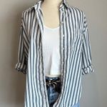 Maeve  Blue/White Striped Button Up Cotton Shirt Size S Photo 0
