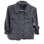 Sandro  Sportswear stretchy black washed denim 3/4 sleeve jacket shirt S casual Photo 0