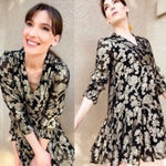 Anthropologie  Gold Metallic Foil Tunic Dress Long Sleeve Party Holiday Size XS Photo 1