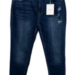 Kancan Size 13/30 High Rise Cuffed Ankle Skinny Distressed Dark Wash Denim Jeans Blue Photo 0