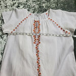 Madewell  Embroidered Linen Blend Raglan Ruffle Mini Dress Photo 6