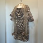 Social Occasions by Mon Cheri Lace Embroidered Bell Sleeve Column Cocktail Dress Gray Size 10 Photo 6