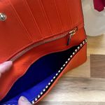 Henri Bendel Fold Snap Button Closure Retro Slim Card Bill Wallet Orange Photo 8