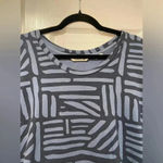 Orvis  Crew Neck Short Sleeve Geometric Pattern Blue Tee Shirt Dress Size L Photo 3