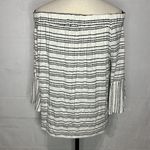 cha cha vente  Short Sleeve Knit Off-Shoulder Black/White Striped Top Size L Photo 5