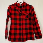 Stars Above Women’s Casual Buffalo Plaid Button Up Pajama Top Red Black Lg NWOT Photo 0
