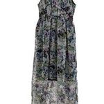 ZARA  Sleeveless Chiffon Floral High Low A-Line Maxi Sundress Dress M Grey Pink Photo 0