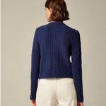 J.Crew  Odette Cable Knit Sweater Lady Jacket Cotton Blend Bouclé Navy Plus XXL Photo 2
