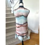 ALLSAINTS  Light Blue & Pink Agate Watercolor Silk Isha Crystal Shift Dress Photo 3