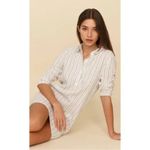 Reformation Malcom Linen Blue Jersey Stripe Mini Dress Size Small Photo 1