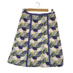 Boden Purple Green Pink Leaf Print Skirt Size 4 Photo 1