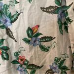 Old Navy White and Floral Relaxed Tie-Cuff Linen-Blend Blouse Photo 2