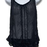 Anthropologie Vintage Y2K Mimi Chica Sheer Lace Embroidered Black Tank Top Blouse Shirt XS Photo 0