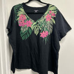 Catherines  Black Top with Pink Floral Design Photo 0