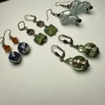 Dangle Drop Pierced Earrings Lot Of 4 Silver Tone Bead/Beaded Some Are Glass Photo 6