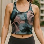 Calvin Klein  Performance Flower Power Crop Top Printed Racerback Wicking Tank Photo 0