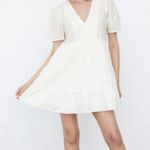 ZARA 100% Cotton Openwork Eyelet Embroidered V Neck Ruffle Dress Photo 2