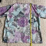 UA Scrubs Floral Abstracts Print Women's 2 Pocket V Neck Top L Large Purple Photo 2