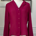 Vintage Elite Cranberry Polyester Voile Blouse Back Pleated L Red Size L Photo 0