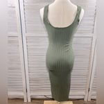 Windsor  Stretchy Ribbed Bodycon Sleeveless Dress Distressed Neckline Olive-Large Photo 6