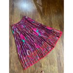 Vintage KENZO Paris Pleated Midi Skirt Paisley Roses Size 38 (fits XS) OLD MONEY Red Photo 4