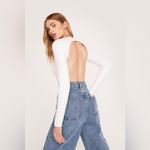 Nasty Gal Long Sleeve Open Back High Leg Bodysuit White NWT Size 10 Photo 2