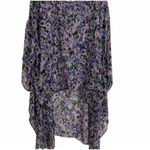 cha cha vente  Size M Women's Floral Sheer Cover Up Tunic Hi Lo Poncho Caftan Photo 4