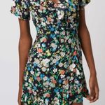 Topshop wrap mini floral dress red black brown green beige size 2 BD Photo 0