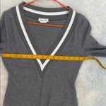 Lovers + Friends  Ribbed V Neck Knit Top Gray Contrast Trim Size M Photo 7