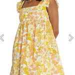 Girl and‎ the Sun Izzy Short Sleeve Floral Mini Dress yellow medium ruffle boho Photo 0