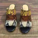 Gibson Latimer  Snakeskin multicolor Leather mule block heels Sz‎ 7 Photo 1