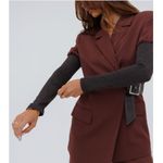 We Wore What NWT Rib Sleeve Belted Wrap Blazer XS Brown Photo 7