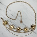 Womens Draped Sun Face Concho Chain Link Belt Gold Tone One Size (OS) ✨ Photo 1
