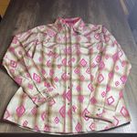 Rock 47 by Wrangler Pink and Tan Geometric Snap Button Shirt Size M Photo 0