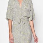 Equipment  Femme Axelle Green Snake Print Self Belted Mini Shirt Dress Women's 8 Photo 0