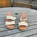 Andre Assous NOLITA STITCHED RAFFIA ESPADRILLE WEDGE size 37 or 6.5 us Tan Photo 3