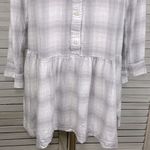 Gap  Long Sleeve Shirt Dress Drop Waist Gray/White Plaid-Medium Photo 2