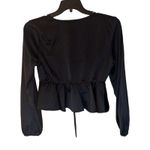 All in Favor  Tie Front Satin Peplum Top - Black Size S Photo 4