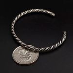 Sterling Silver Vintage Twisted Cable  Braided Cuff Bangle Photo 3