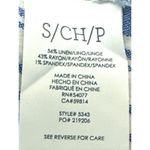 CAbi Striped Linen Blend Top S Blue & White Short Sleeve Keyhole Back Photo 5