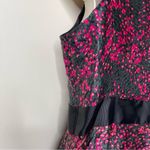 Cynthia Steffe  Cerise Pink Black Floral Silk Front Zip Sleeveless Dress Photo 4