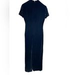 Stunning Velvet Sequin Short Sleeve Full Length Dress W/Sexy High Slit Vintage 8 Black Photo 12