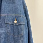 Vintage Linen Blend Sherpa Collar Denim Jacket Ranching Western Retro 70s Size L Blue Size L Photo 2