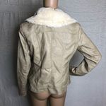 Fur Lined Tan Leather Jacket Brown Photo 2