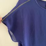 ZARA  navy blue short sleeve  top with zipper detail size large Photo 9
