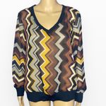 Missoni For Target Brown Chiffon Blouse Top Chevron Photo 3
