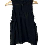 American Eagle  AEO Black High Neck Swiss Dot Cold Shoulder Long Sleeve Blouse M Photo 0